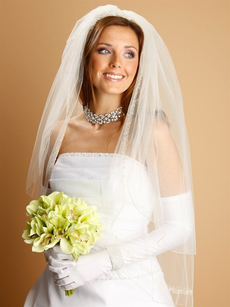 Above Elbow Gloves in Shiny Satin for Brides and Second Time Brides