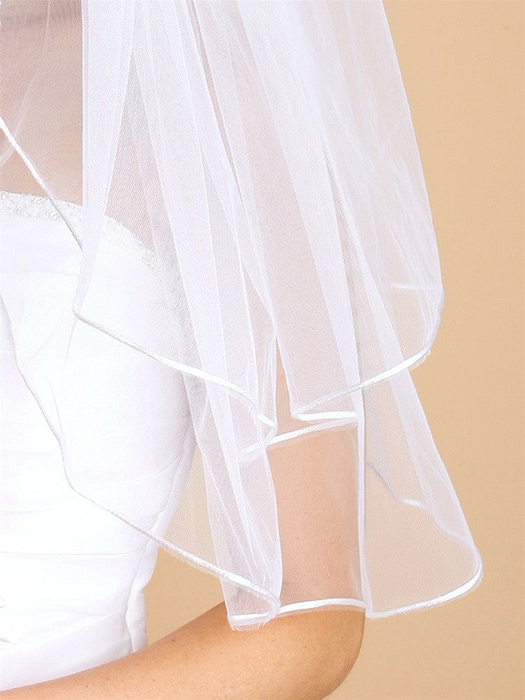 Two Layer Wedding Veils with Rounded Satin Cord Edge