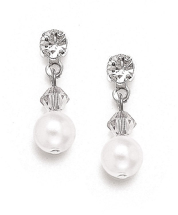 Classic Pearl & Crystal Drop Bridal or Bridesmaids Earrings