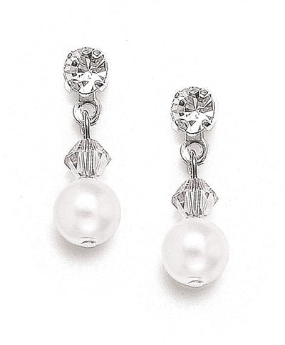 Classic Pearl & Crystal Drop Bridal or Bridesmaids Earrings