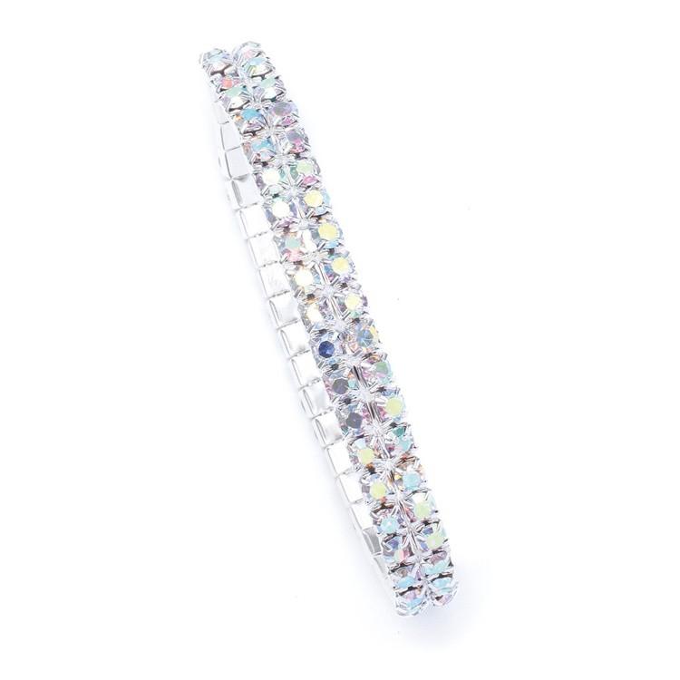 2-Row Iridescent Rhinestone Stretch Bracelet