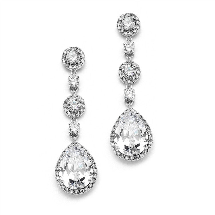 Best-Selling Clip-On Pear-shaped Drop Bridal Earrings with Pave CZ