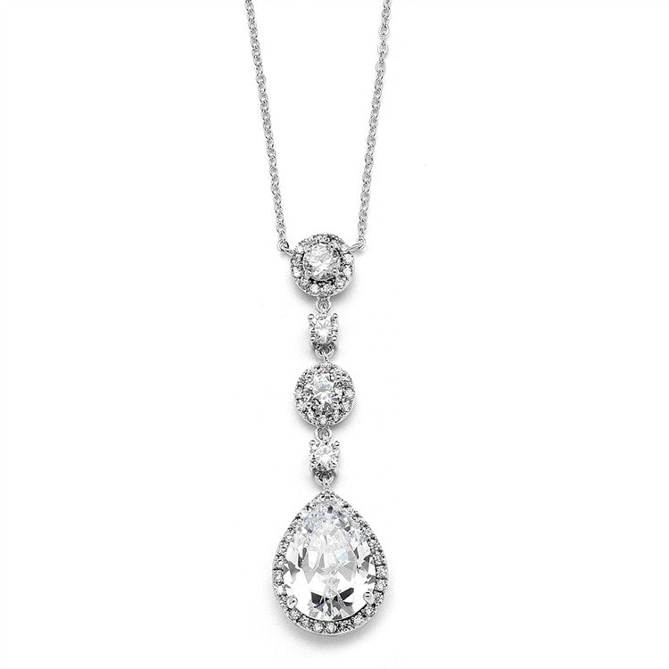 Best-Selling Pear-shaped Drop Bridal Necklace with Pave CZ