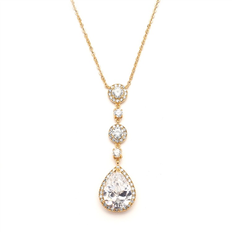 Best-Selling Gold Bridal Necklace with Pear-shaped CZ Drop