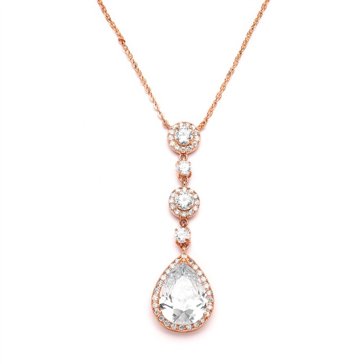 Best-Selling Rose Gold Bridal Necklace with Pear-shaped CZ Drop