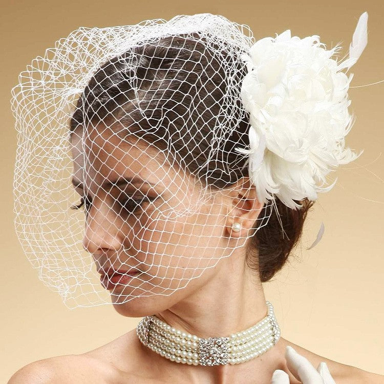 Birdcage or French net veil French Netted Birdcage Face Veil Available in White Ivory or  main image 2