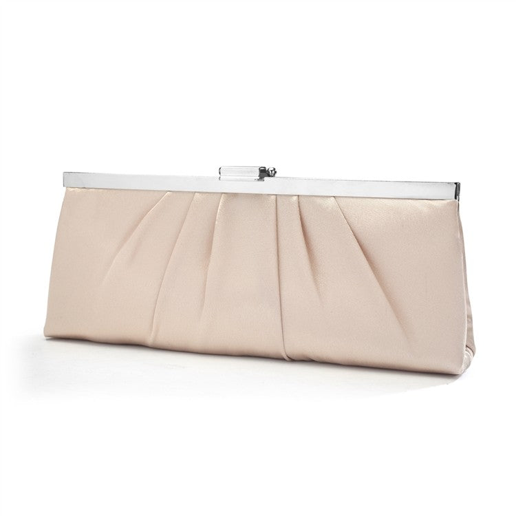 Sleek Framed Satin Wedding Purse in Champagne Satin