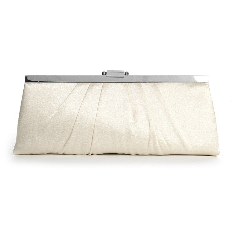 Sleek Framed Satin Wedding Purse in Ivory