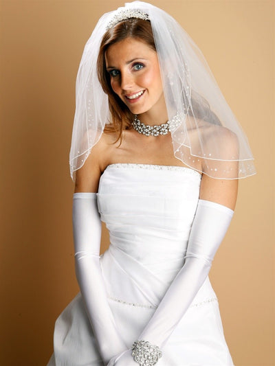 Opera Length Wedding or Party Gloves - Shiny Satin