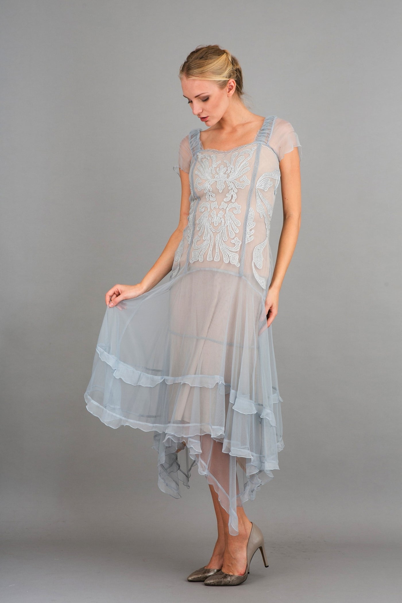Romantic Vintage Inspired Party Dress in Blue by Nataya