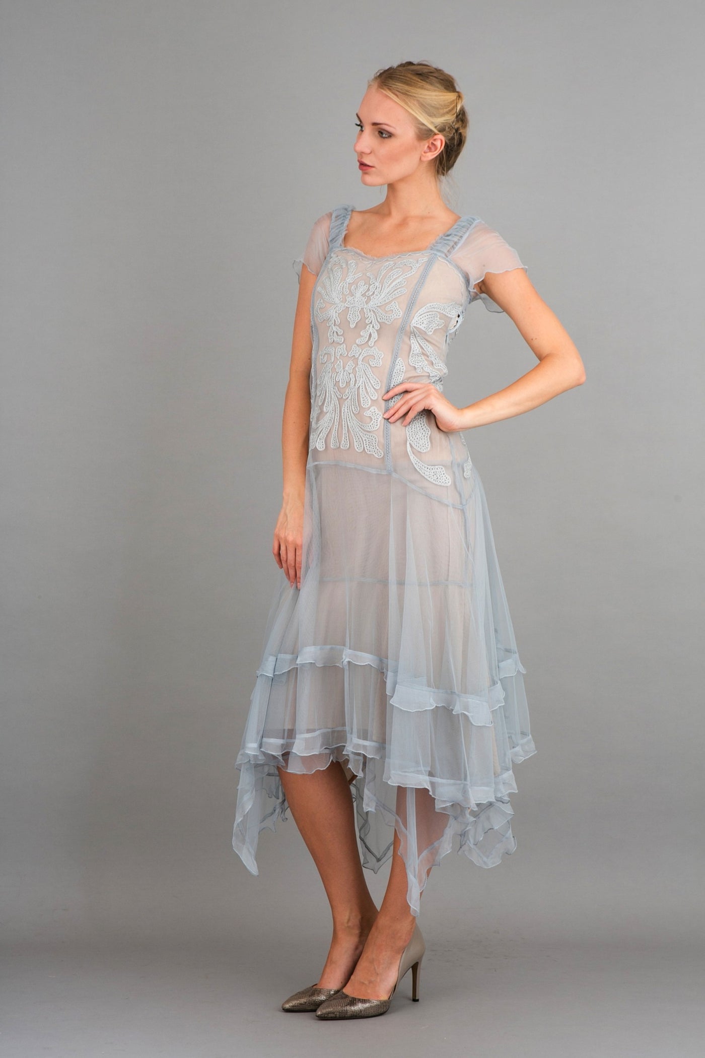 Romantic Vintage Inspired Party Dress in Blue by Nataya