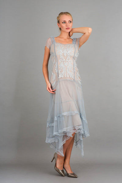 Romantic Vintage Inspired Party Dress in Blue by Nataya