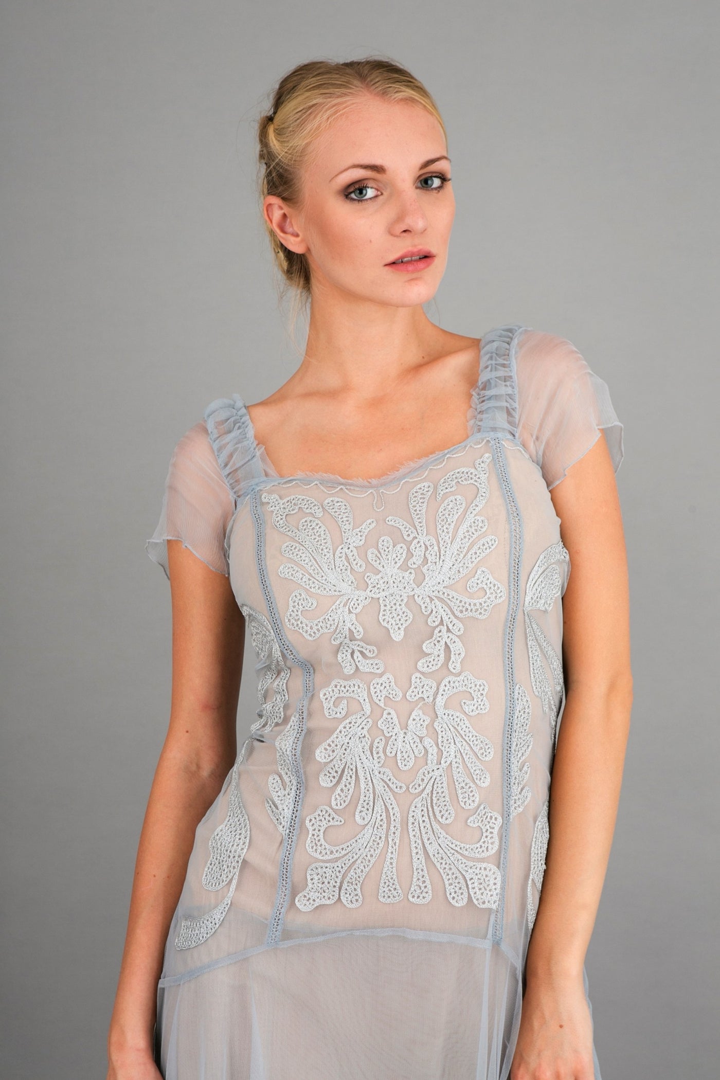 Romantic Vintage Inspired Party Dress in Blue by Nataya