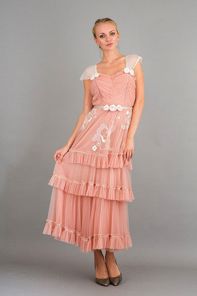 Romantic Frilled Vintage Inspired Tea Party Dress in Pink by Nataya