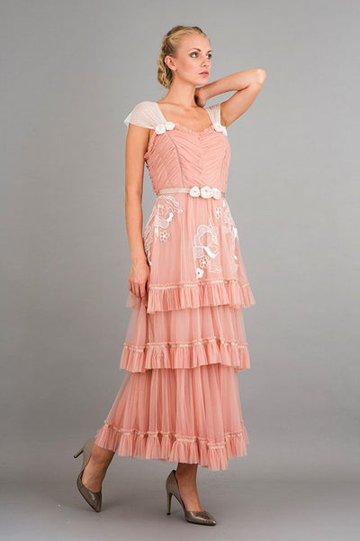 Romantic Frilled Vintage Inspired Tea Party Dress in Pink by Nataya