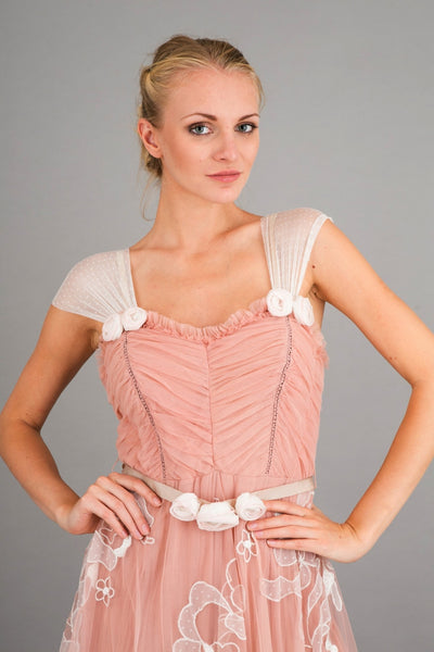 Romantic Frilled Vintage Inspired Tea Party Dress in Pink by Nataya