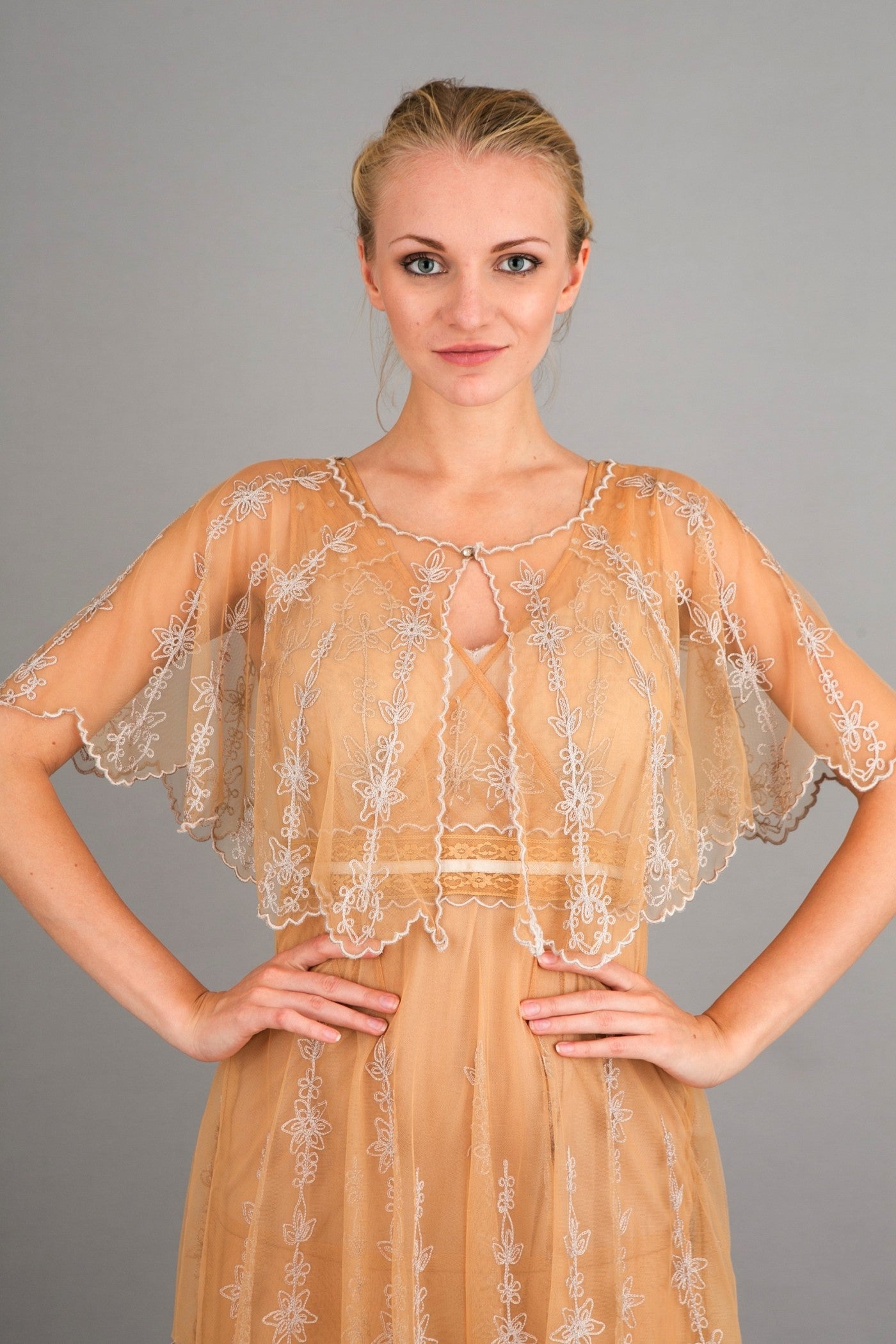 Vintage Inspired Embroidered Jacket in Gold by Nataya