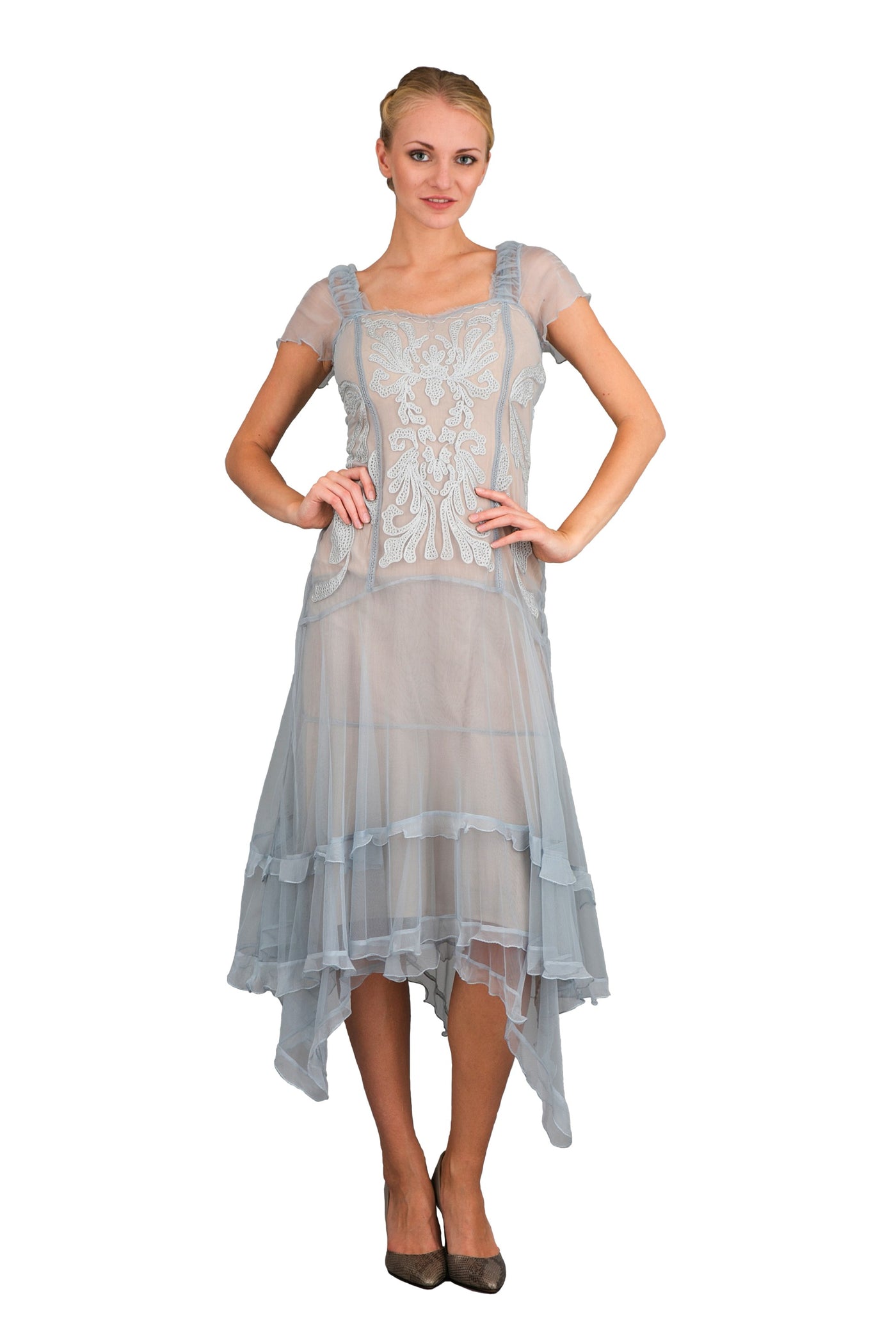 Romantic Vintage Inspired Party Dress in Blue by Nataya