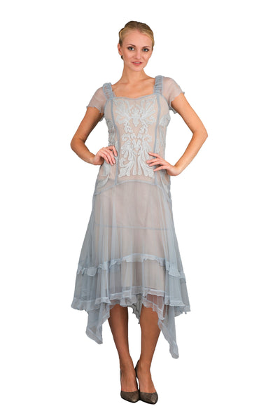 Romantic Vintage Inspired Party Dress in Blue by Nataya