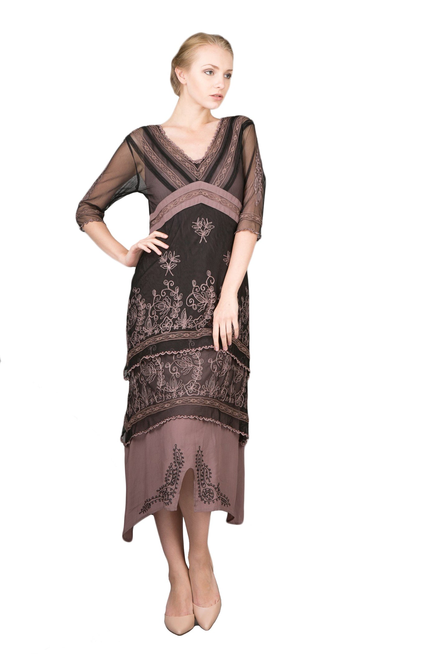 5901 Vintage Titanic Dress in Black/Coco