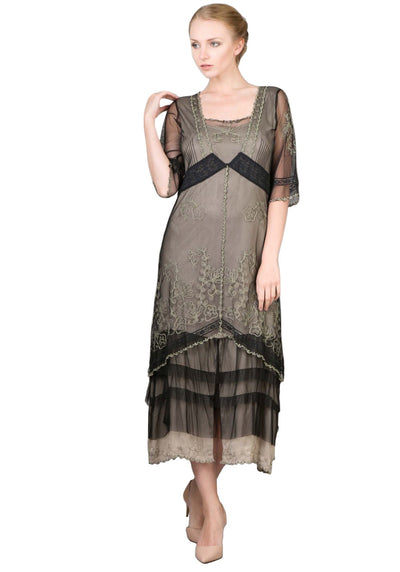 Nataya Titanic Tea Dress AL-2101 in Black/Silver