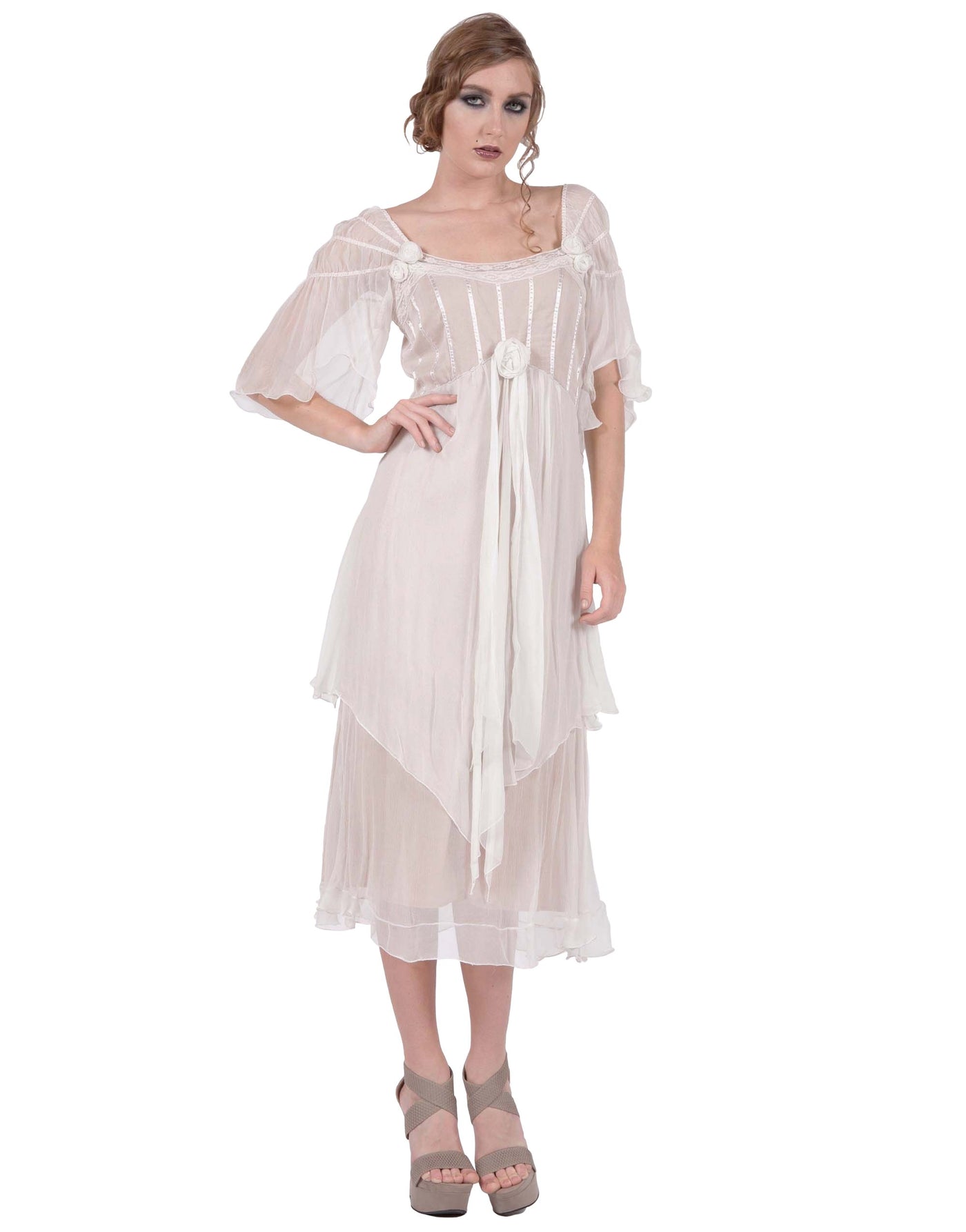 Othelia Off-Shoulder Summer Party Dress in Ivory-Tea by Nataya - SOLD OUT