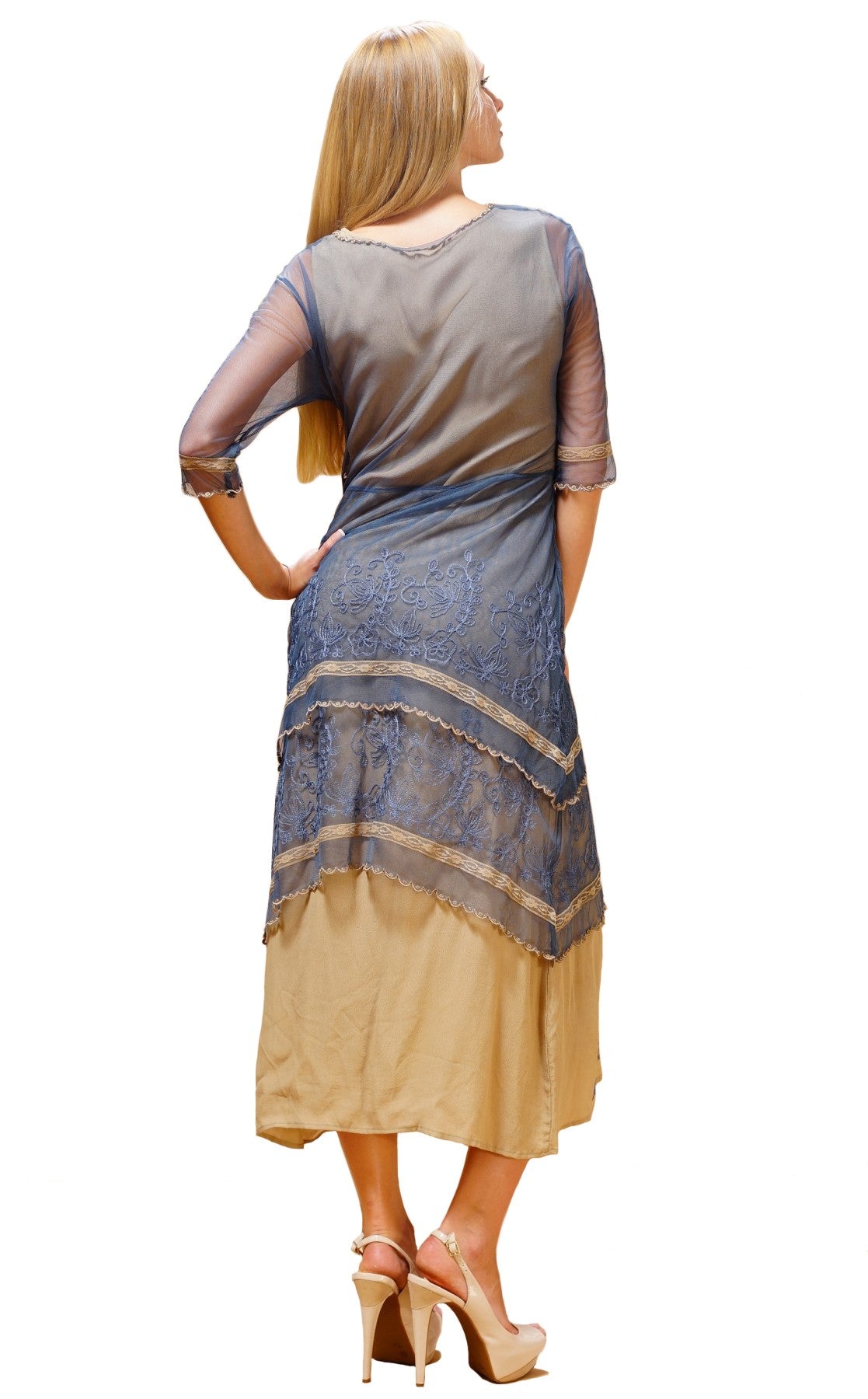 Vintage Titanic Tea Party Dress in Blue-Sand by Nataya