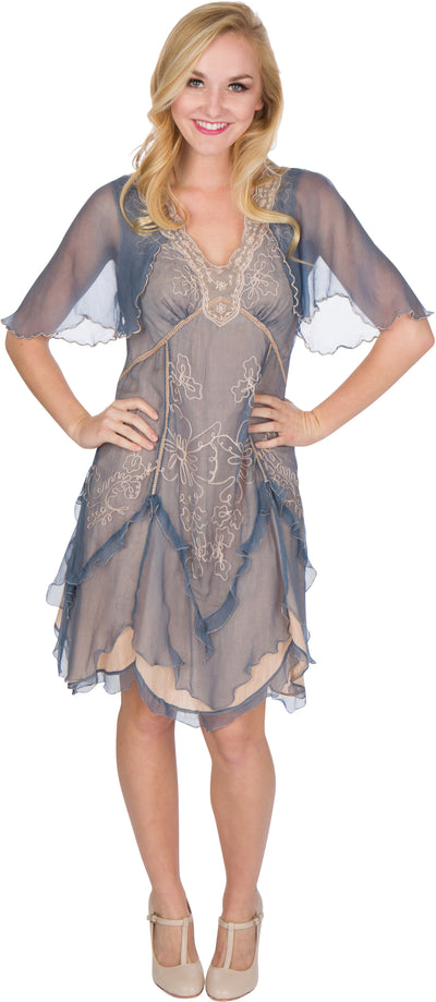 Age of Love Jacqueline AL-241 Vintage Style Party Dress in Sapphire by Nataya