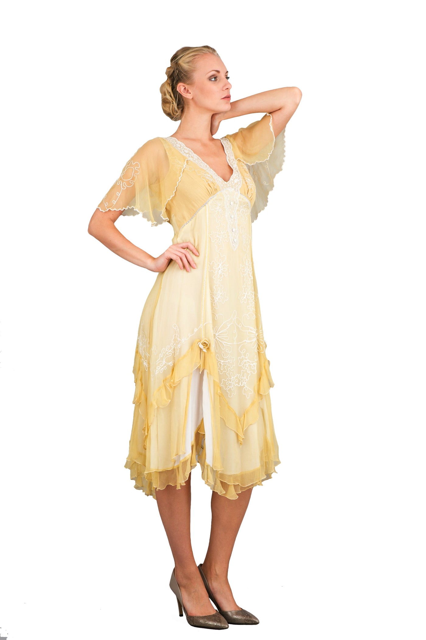 Romantic 40241 Vintage Style Party Dress in Lemon by Nataya