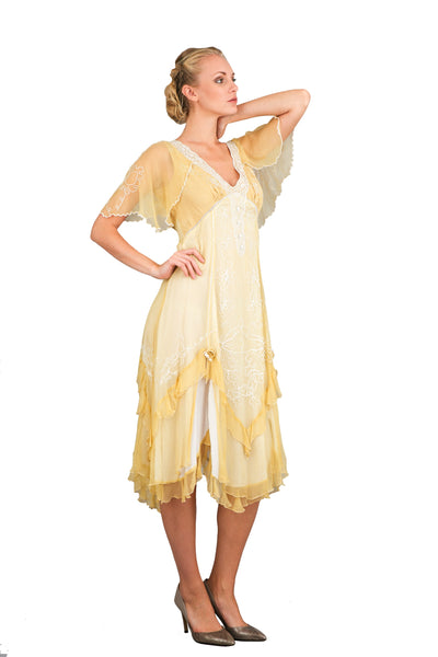 Romantic Vintage Style Party Dress in Lemon by Nataya -  SOLD OUT