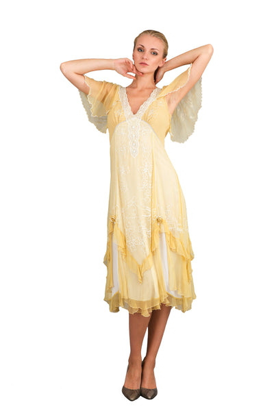 Romantic 40241 Vintage Style Party Dress in Lemon by Nataya