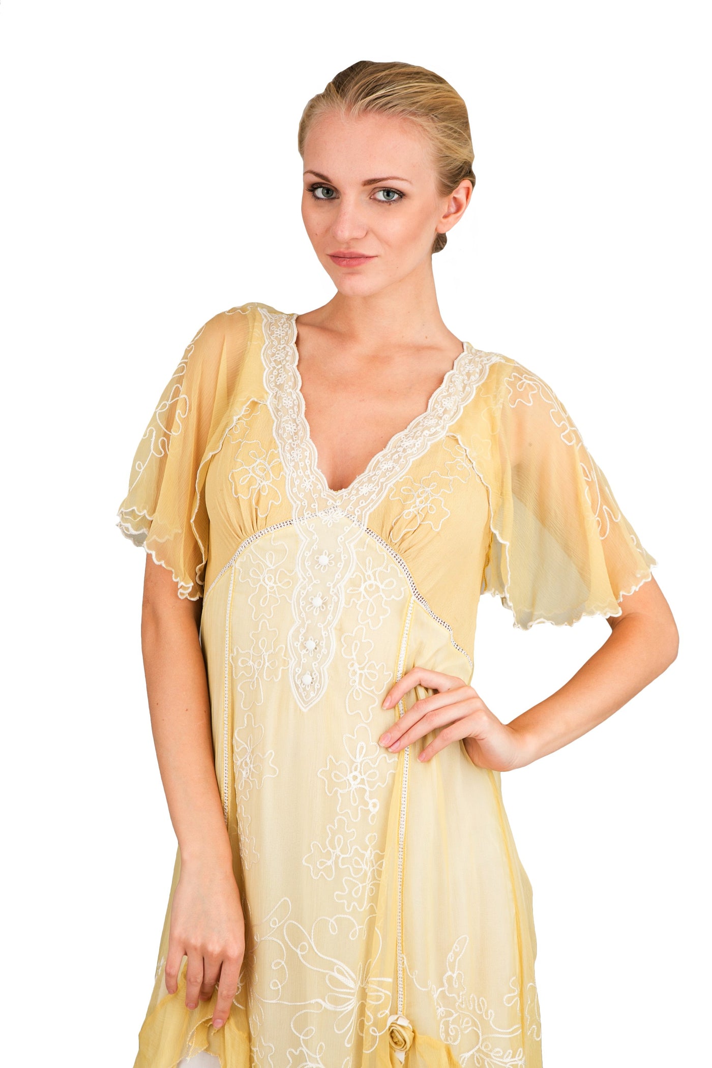 Romantic 40241 Vintage Style Party Dress in Lemon by Nataya