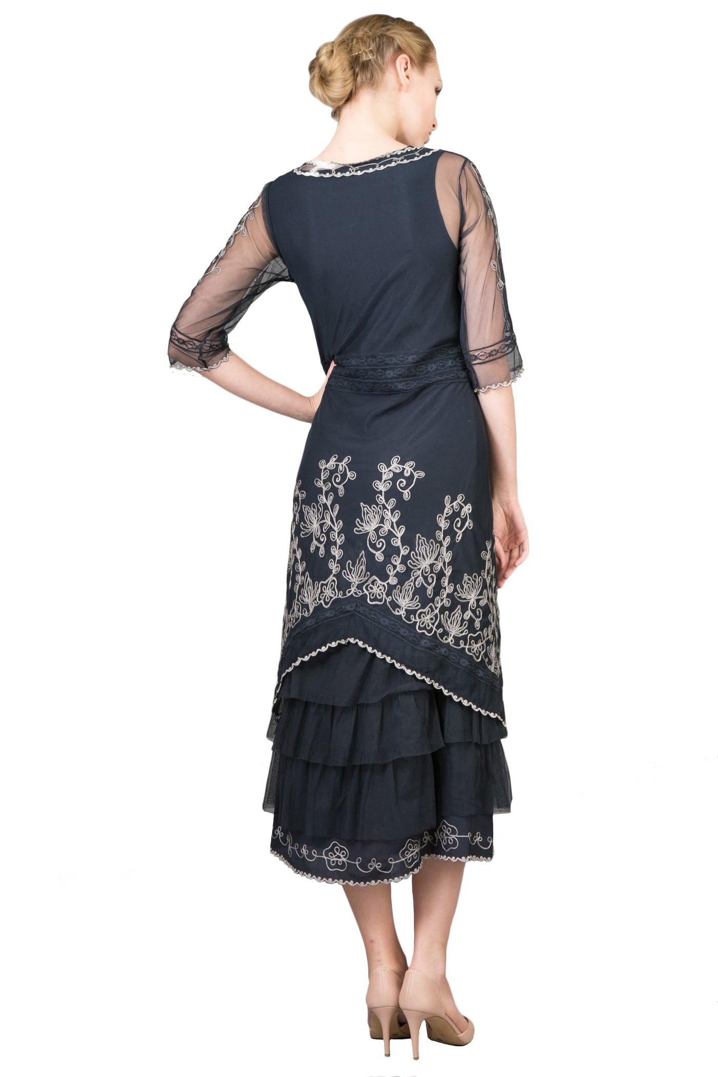 AL-2101 Titanic Tea Length Dress in Sapphire