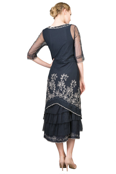 AL-2101 Titanic Tea Length Dress in Sapphire