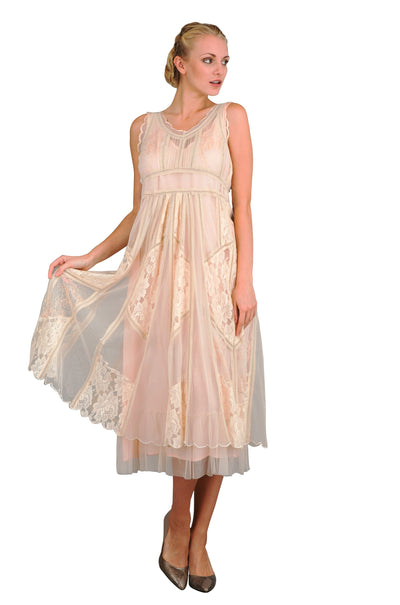 Romantic 40250 Vintage Style Sleeveless Dress in Ecru by Nataya