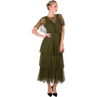 40235 Vintage Inspired Empire Waist Party Dress in Emerald by Nataya