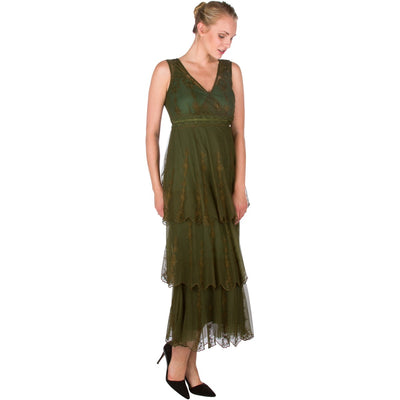 40235 Vintage Inspired Empire Waist Party Dress in Emerald by Nataya