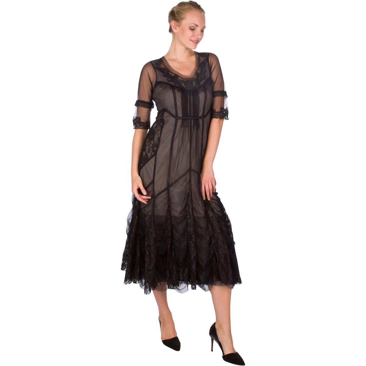 40257 "Magnifique" Vintage inspired Party Dress in Navy by Nataya