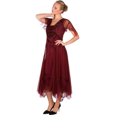 40262 "Catalina" Vintage Inspired Party Dress in Wine by Nataya