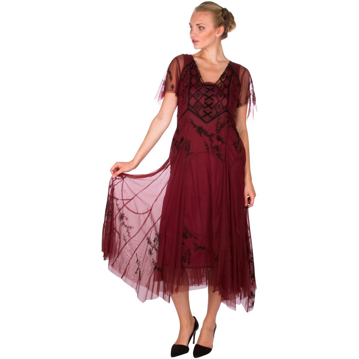 40262 "Catalina" Vintage Inspired Party Dress in Wine by Nataya