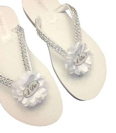 "I Do" Vintage Style Bridal Flip Flops