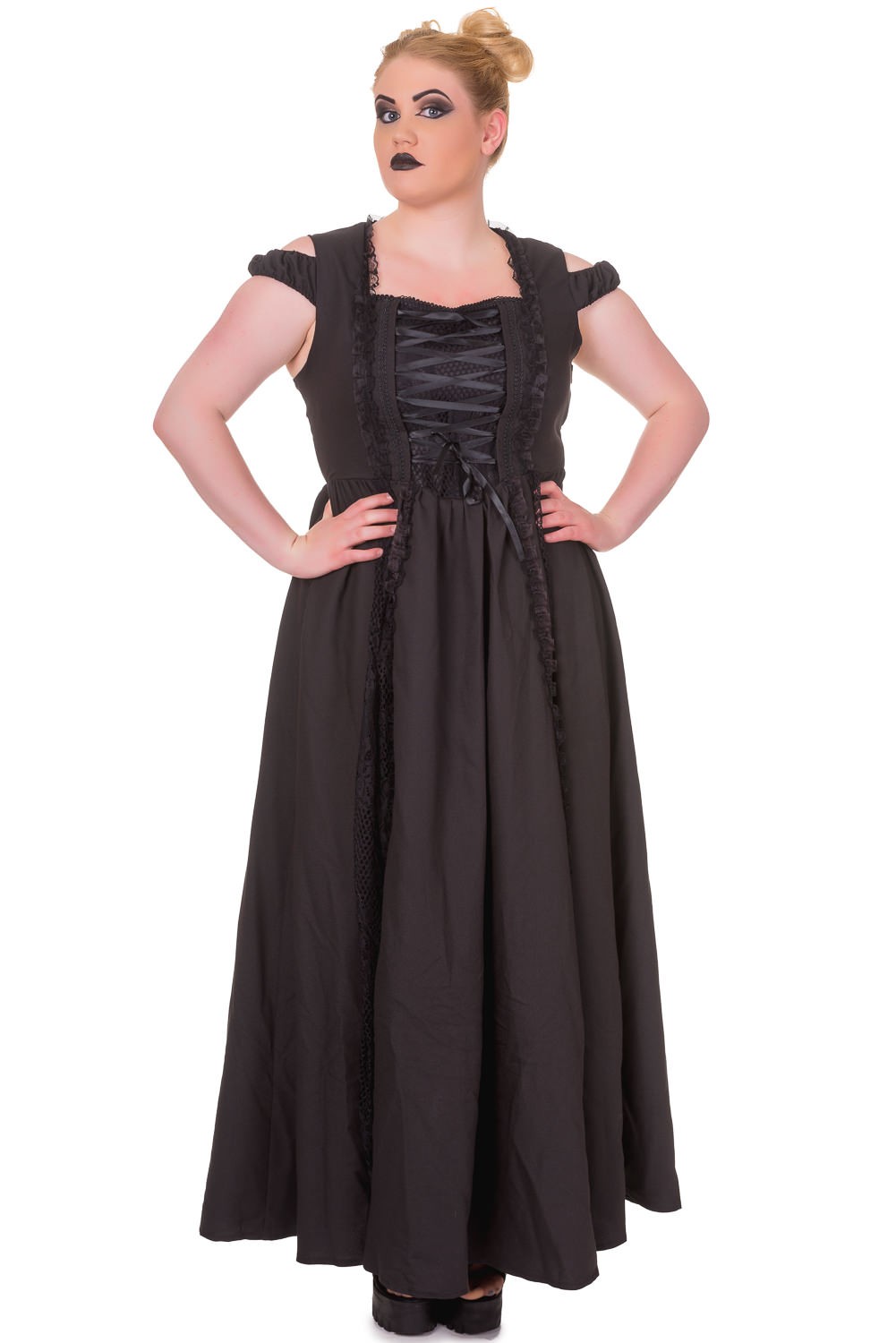 Victorian Corset Style Sleeveless Black Maxi Dress - SOLD OUT