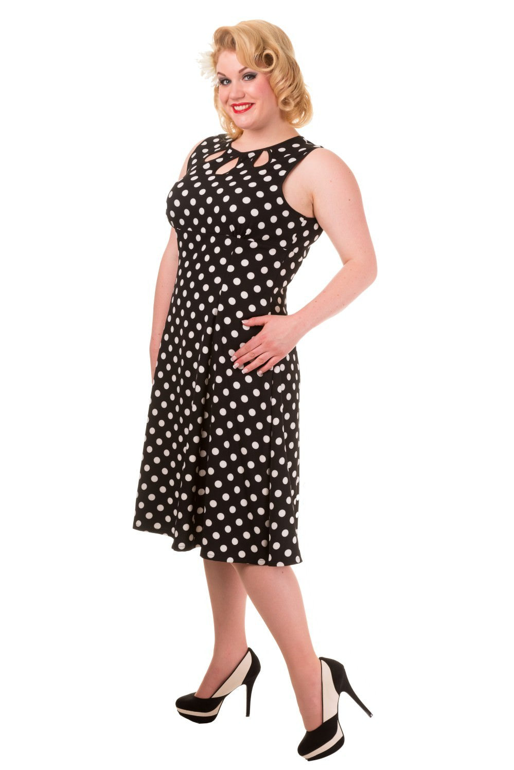 Vintage Style Polka Dot Sleveless Party Dress