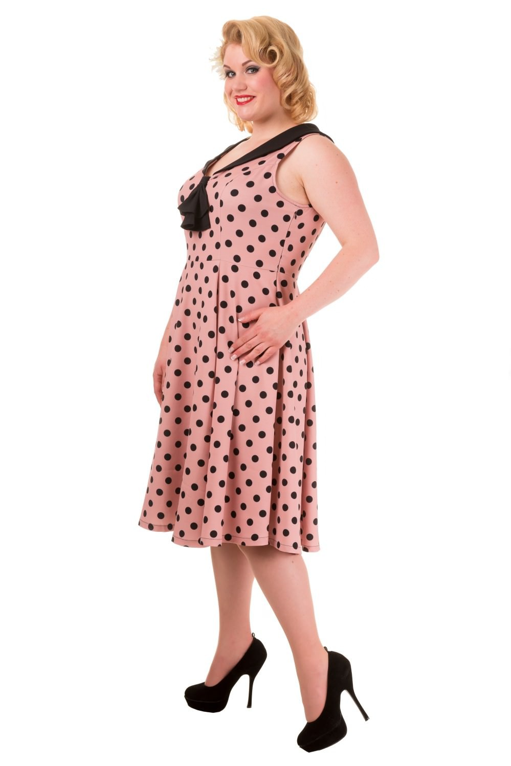 Pin Up Vintage Style Polka Dot Short Sleeve Party Dress
