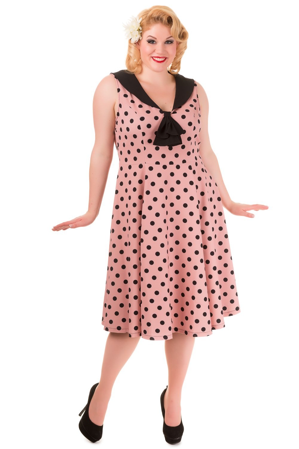 Pin Up Vintage Style Polka Dot Short Sleeve Party Dress
