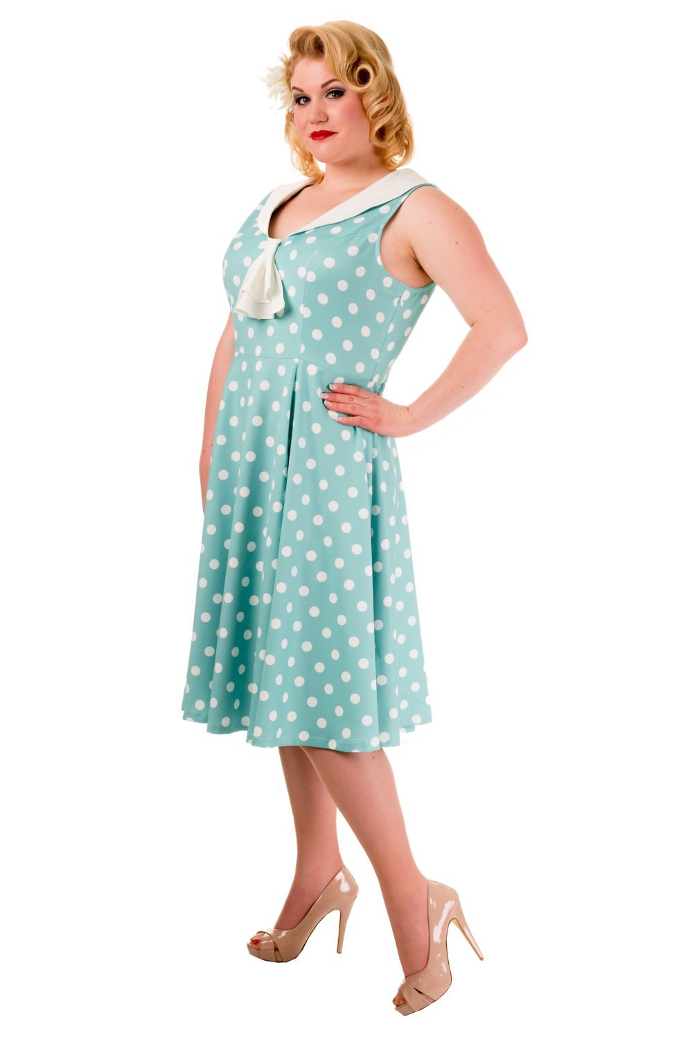 Pin Up Vintage Style Polka Dot Short Sleeve Party Dress