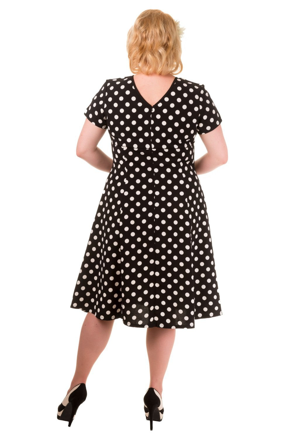 Vintage Style Polka Dot Short Sleeve Party Dress