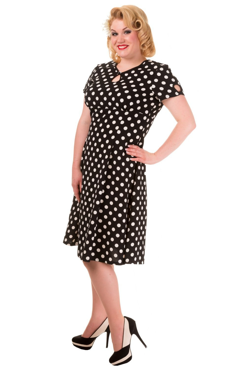 Vintage Style Polka Dot Short Sleeve Party Dress
