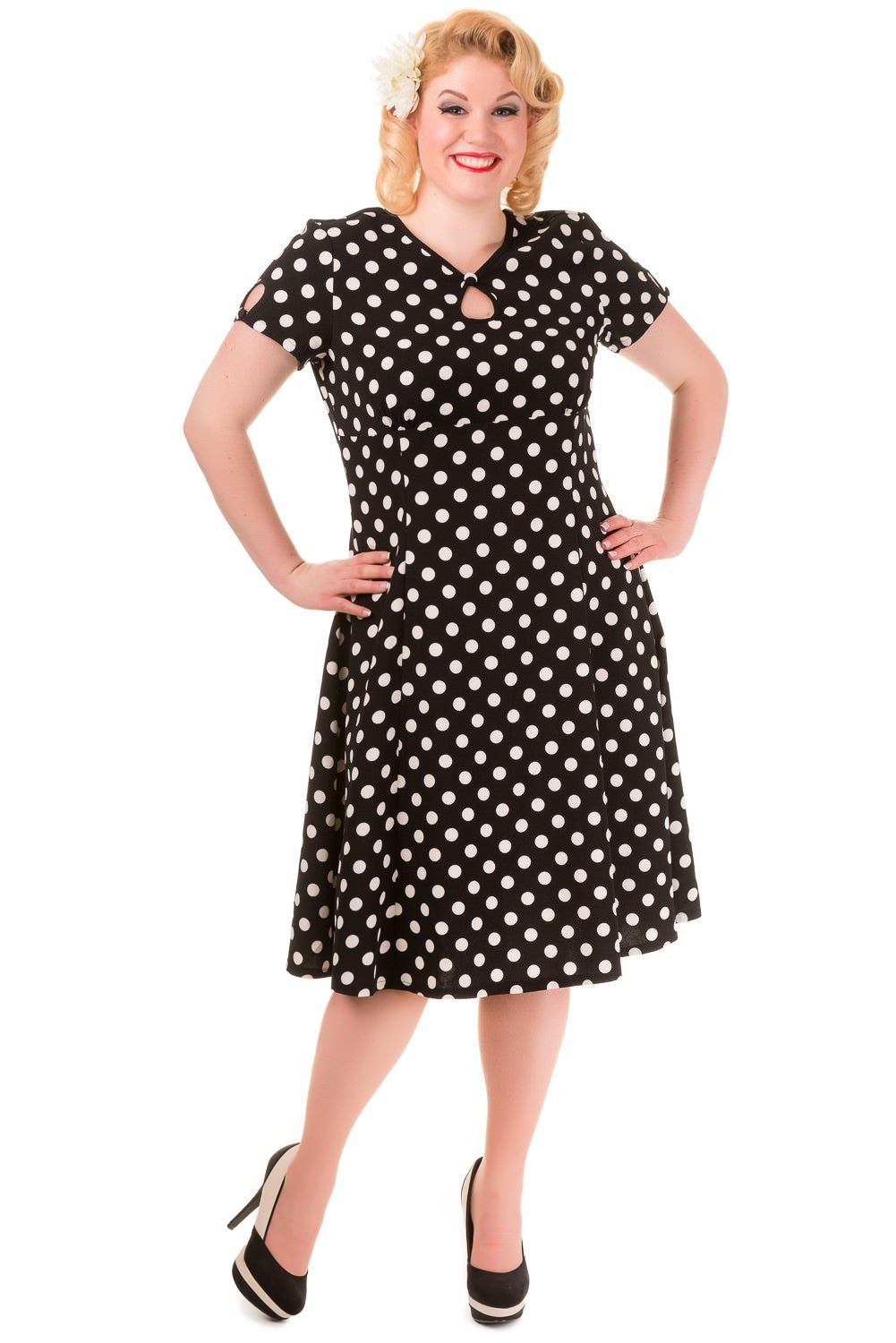 Vintage Style Polka Dot Short Sleeve Party Dress
