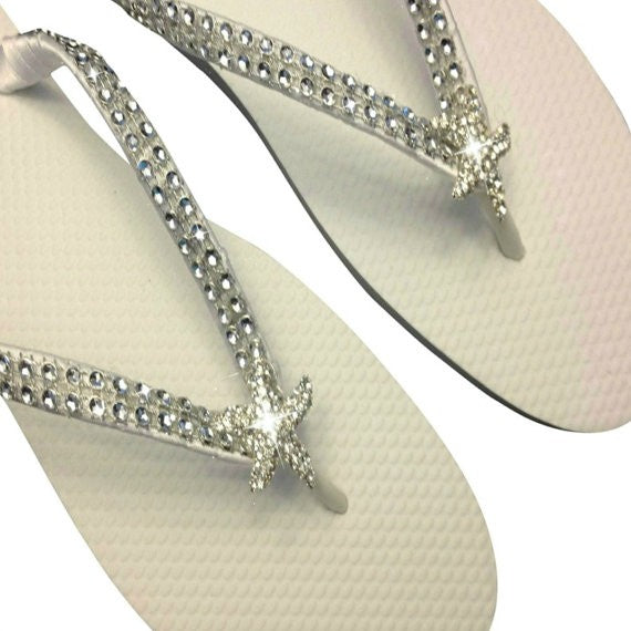 Vintage Style Bridal Starfish Flip Flops